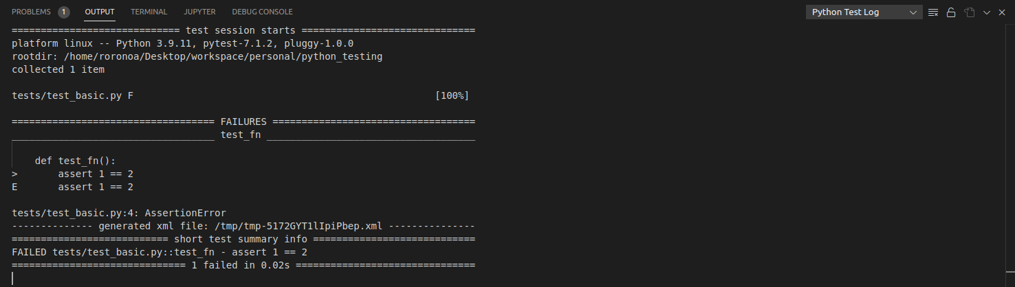 Log of pytest